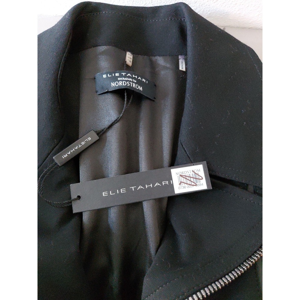 NEW Elie Tahari X Nordstrom Moto Jacket Women 6 Black Modern Zip Crop GABBIE - Picture 8 of 16